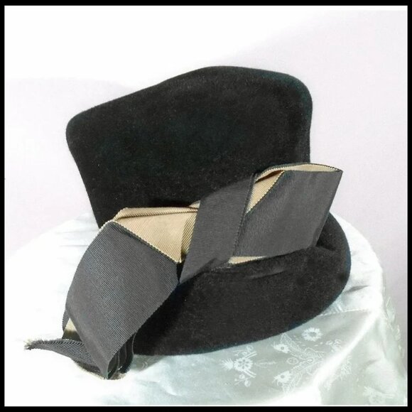 Vintage Cloche Hat + HATBOX Deluxe Velour Fur Felt Fall Winter 30s 1930s - Picture 8 of 16